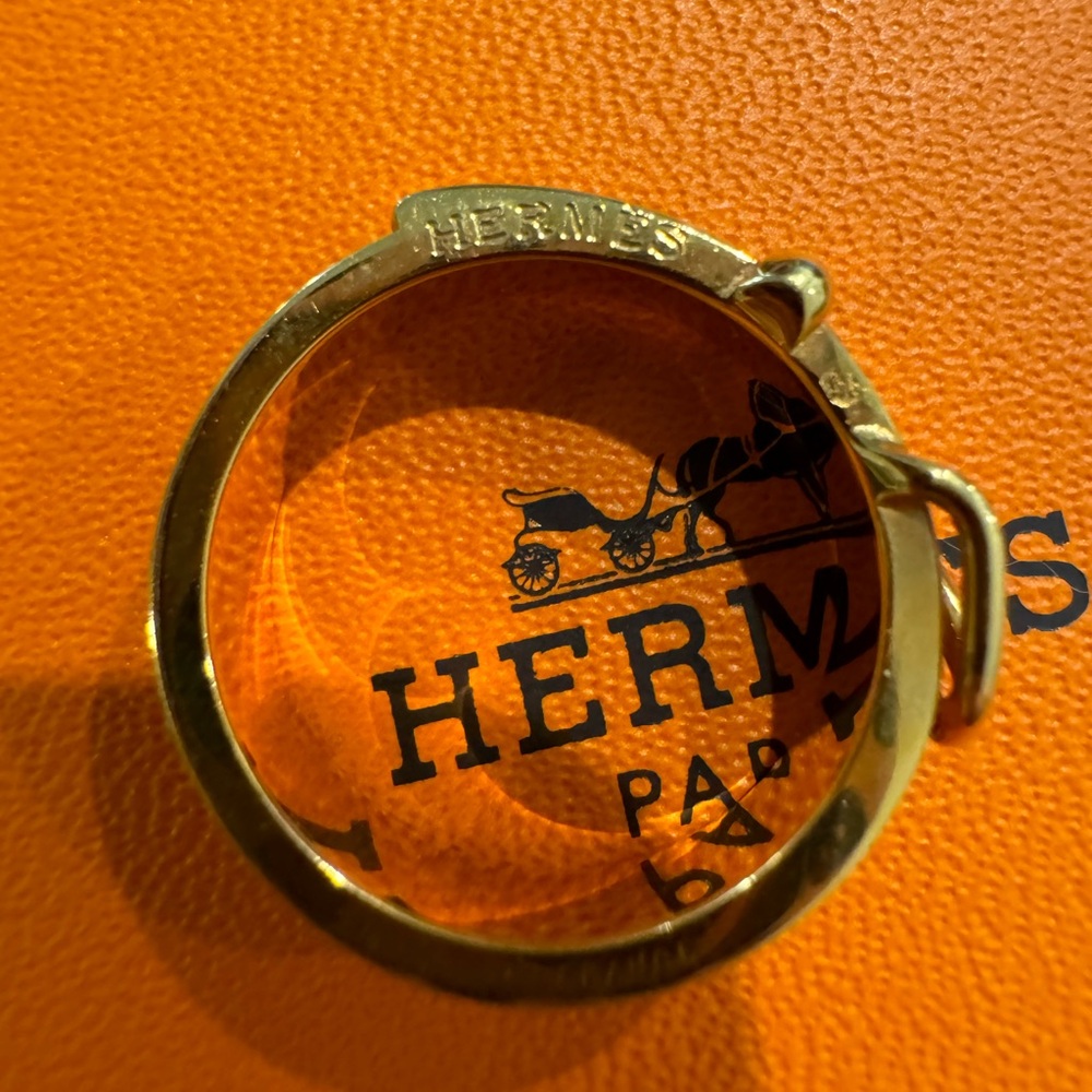 HERMES Belt Buckle Scarf Ring Gold Plated - Picture 4 of 6